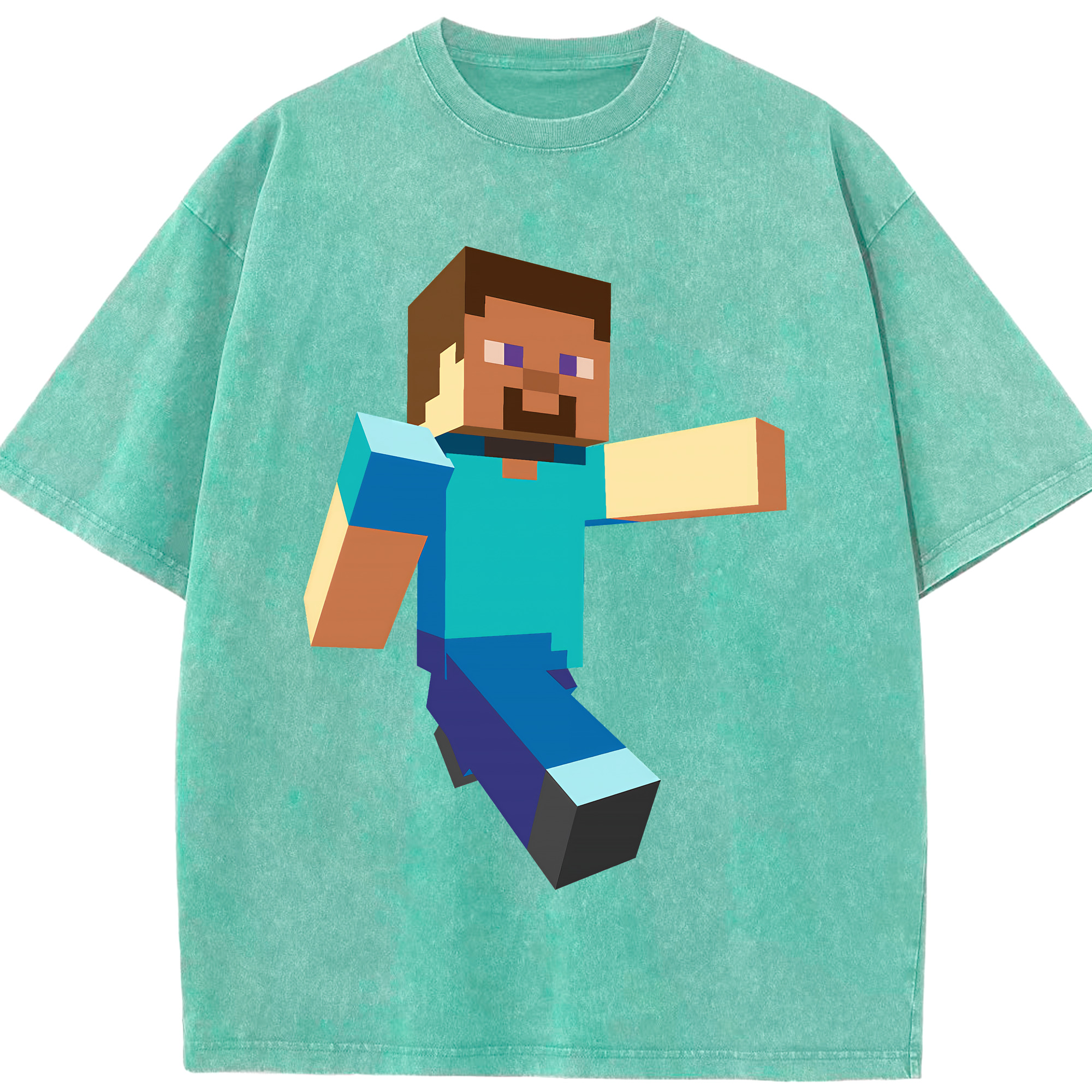 （画像用） マインクラフト ブロックの世界 Minecraft MC Block world 綿100% ヴィンテージ風 半袖Tシャツ（フロントプリント）